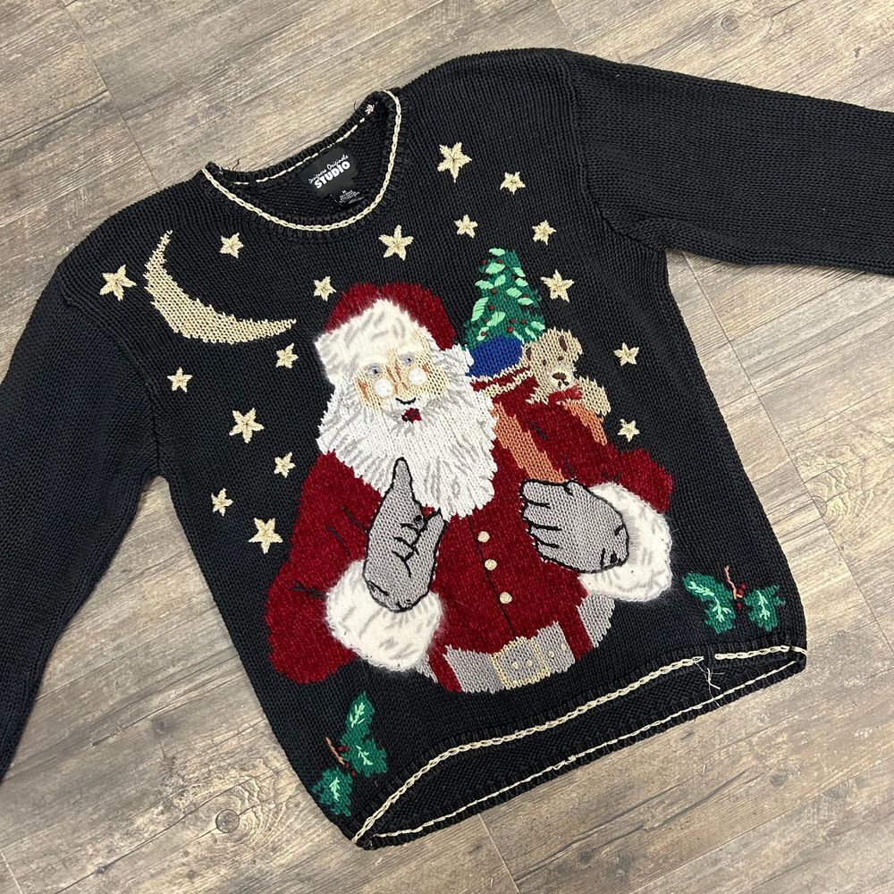Vintage Designers Originals Studio Christmas Santa Sweater Women Size Medium‎